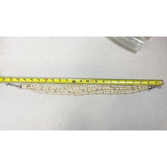 Monet 5 strand Faux Pearl Necklace silver tone hardware - Picture 6 of 6